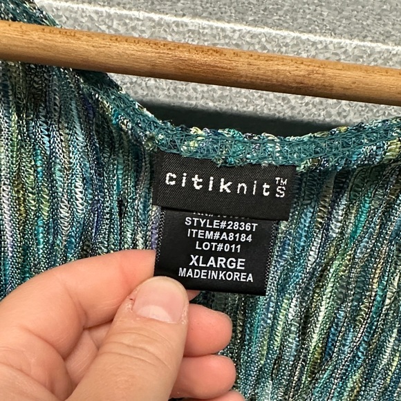 Citiknit Women’s Retro Long Sleeve Deep V Neck Flowy 90s Size XL Colorful Blouse - Picture 3 of 11